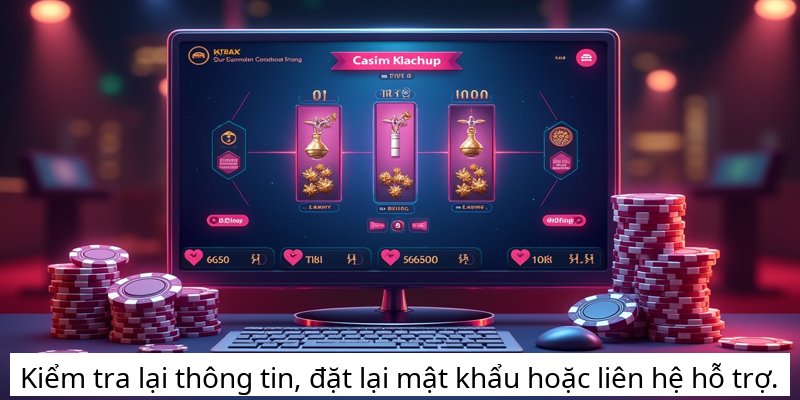 Kiểm tra lại thông tin, đặt lại mật khẩu hoặc liên hệ hỗ trợ.