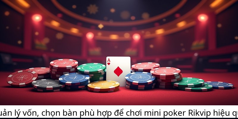 Quản lý vốn, chọn bàn phù hợp để chơi mini poker Rikvip hiệu quả